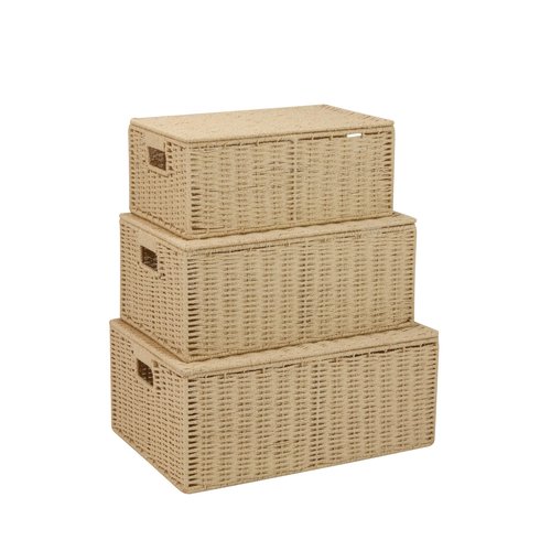 Honey-Can-Do 3-Piece Paper Rope Cord Basket Set, Natural STO-03556 Beige