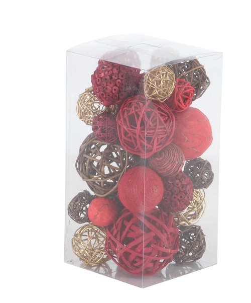 Deco 79 Dried Plant Handmade Orbs & Vase Filler with Varying Designs, Set of 2 6"W, 12"H, Multi Colored