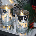 Skiennix Silver Votive Tealight Candle Holders - 12PCS Carved Reindeer Xmas Table Centerpiece Decor