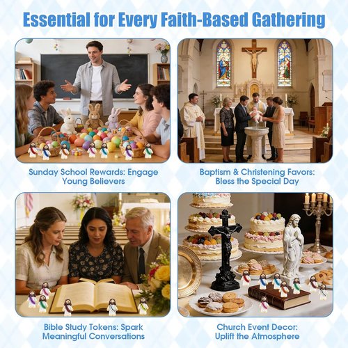 Little Jesus Figurines - 80Pcs Pocket Jesus Loves You | Tiny Figures for Church & Baptism Gifts