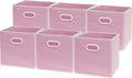 Simple Houseware Foldable Cube Storage Bins - 11-Inch Pink Fabric Organizers with Handles | 6-Pack for Closet & Shelves