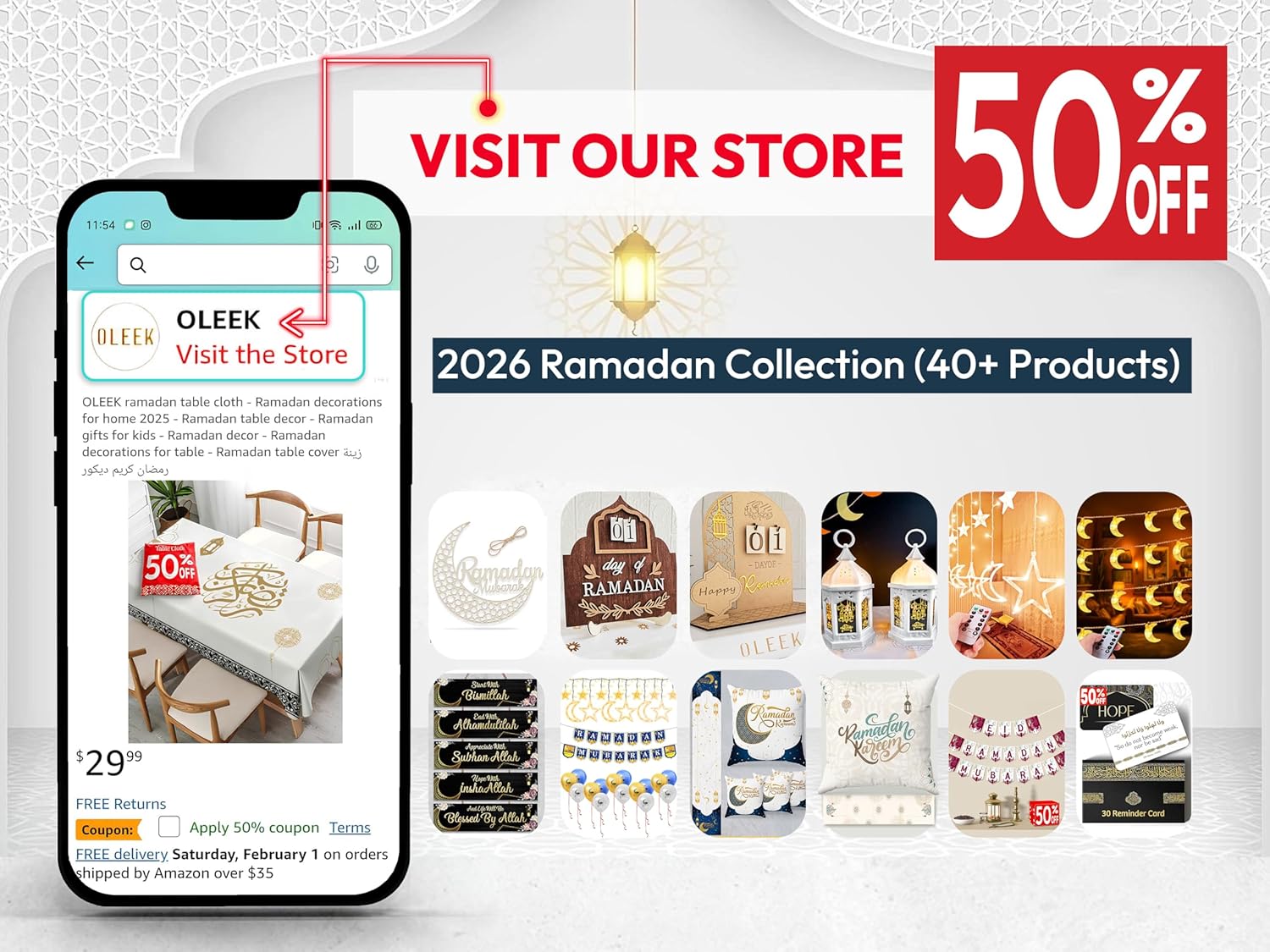 OLEEK Ramadan Lights - 20 ft Decorative LED String Lights for Home | Perfect Ramadan Gifts for Kids