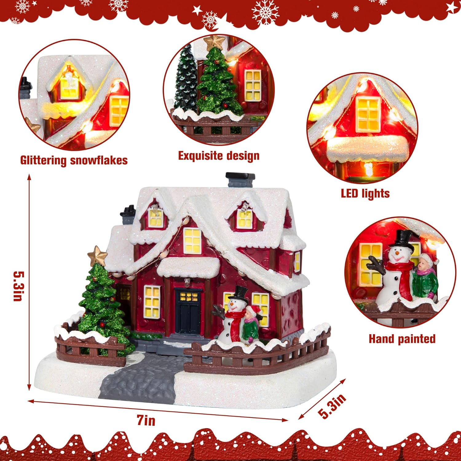Skiennix LED Lighted Village House - 7-Inch Christmas Decoration for Holiday Home Decor | Collectible Building