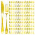 100 Pcs Stainless Steel Gold Silverware Set Bulk Flatware Set Service for 50, 50 Pcs Dinner Forks and 50 Pcs Dinner Knives Tableware Cutlery Set for Butter Kitchen Restaurant, Dishwasher Safe