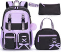 Fimibuke Girls Backpack Set - 3 PCS Waterproof Design with Lunch Box & Pencil Case | Ideal for School & Travel