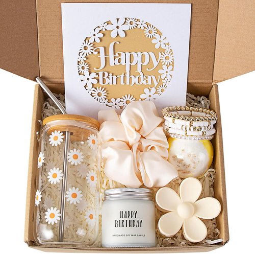 JTEWB Birthday Gift Box - Cute Daisy Aesthetic Glass Cups Set for Women & Girls | 7-Piece Collection