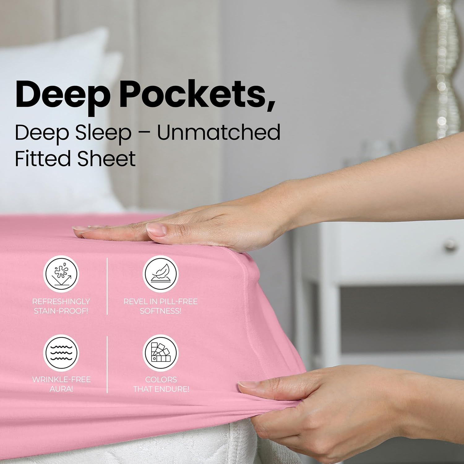 Utopia Bedding Queen Fitted Sheet - Deep Pocket Soft Microfiber - Fade Resistant & Easy Care (Pink)