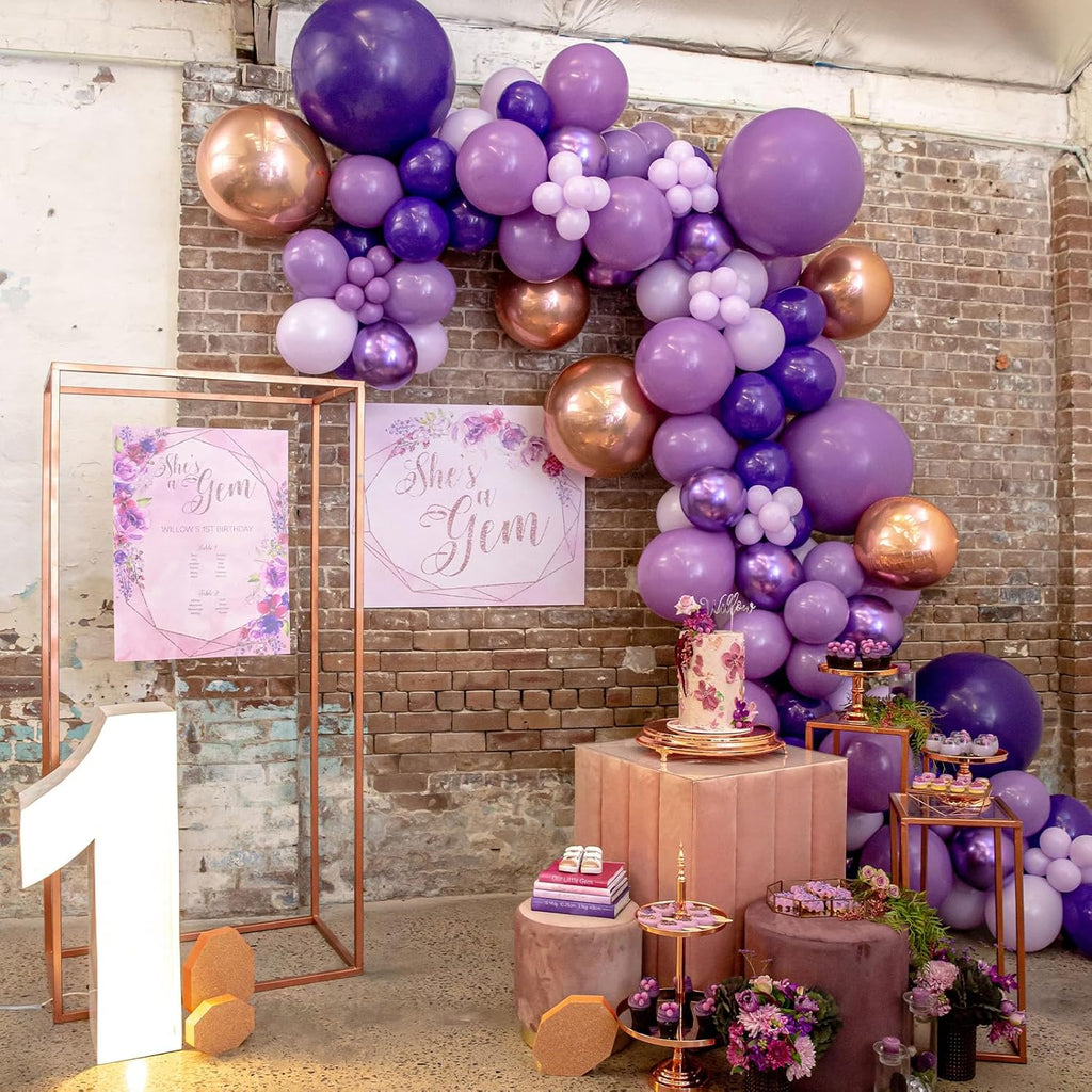 PartyWoo Balloon Arch Kit - 142-Piece Purple Balloon Garland for Baby Showers & Birthday Parties | Various Sizes