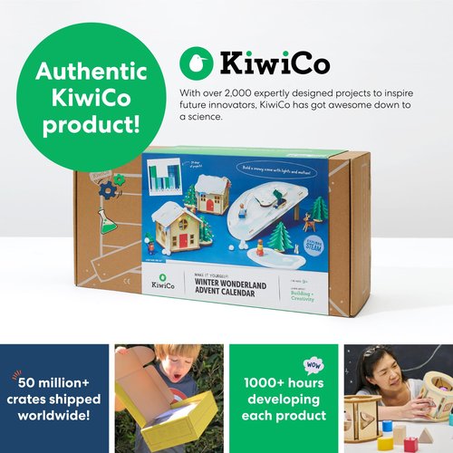 KiwiCo Winter Wonderland - 2025 Advent Calendar for Kids | Christmas Gift & Activities For Kids | Assemble Winter Village with Motorized Sledding Hill, Ice Skating Rink, Reindeer, Christmas Trees & more!