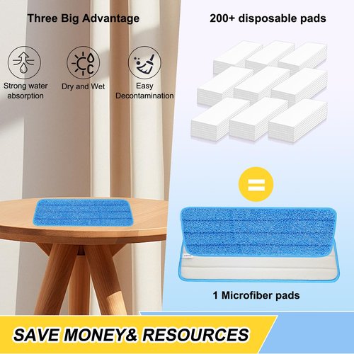 8 Pack 16.5 inch Reusable Mop Pads Microfiber Spray Mop Replacement Heads for Wet/Dry Mops Compatible with Bona Floor Care System