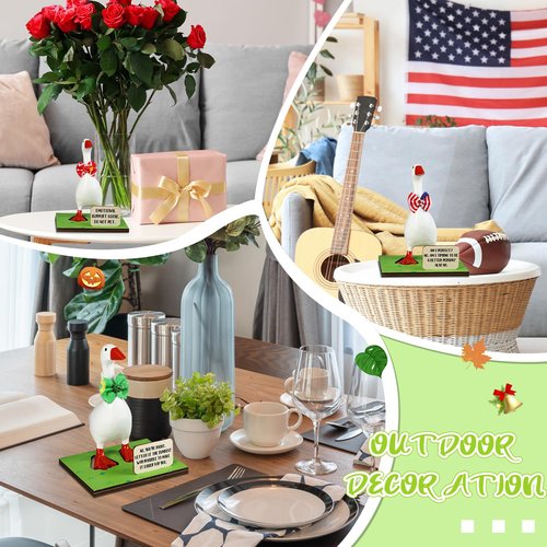 Relaxweex Magnetic Goose Key Holder Cute Resin Goose Statue with Mini Bow Tie Writable Interchangeable Signs Chalk for New Apartment Housewarming Gifts Office Table Desk Home Decor(Classic)