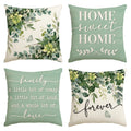 AVOIN colorlife Spring Home Sweet Home Eucalyptus Leaves Throw Pillow Covers, 18 x 18 Inch Seasonal Fall Motto Green Cushion Case for Sofa Couch Set of 4