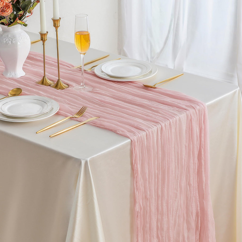 ButterMelt 12 Pack Ivory Cheesecloth Table Runner, Boho 35x120 Inch Long Gauze Decor for Baby Shower, Bridal Shower or Wedding Party