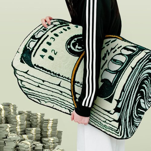 **Money Rug | 100 Dollar Bill Design | Funky 20x32 Inch Bath Mat for Home Decor**