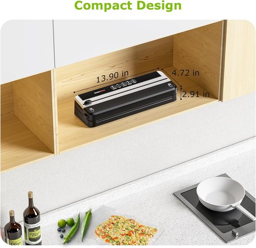 Bonsenkitchen Vacuum Sealer Machine - Multifunctional Food Sealer for Sous Vide & Meal Prep | Silver-Black, Includes 5 Pre-Cut Bags