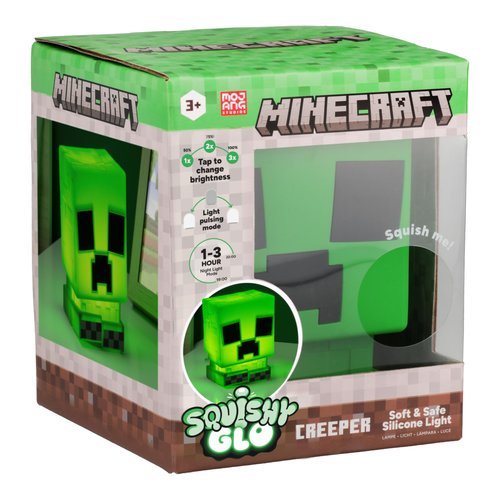 Paladone Minecraft Creeper SquishyGlo Silicone Light, Officially Licensed Cordless & Rechargeable Gaming Lamp for Kids and Teens, Bedroom Décor, Collectible Merchandise, Green