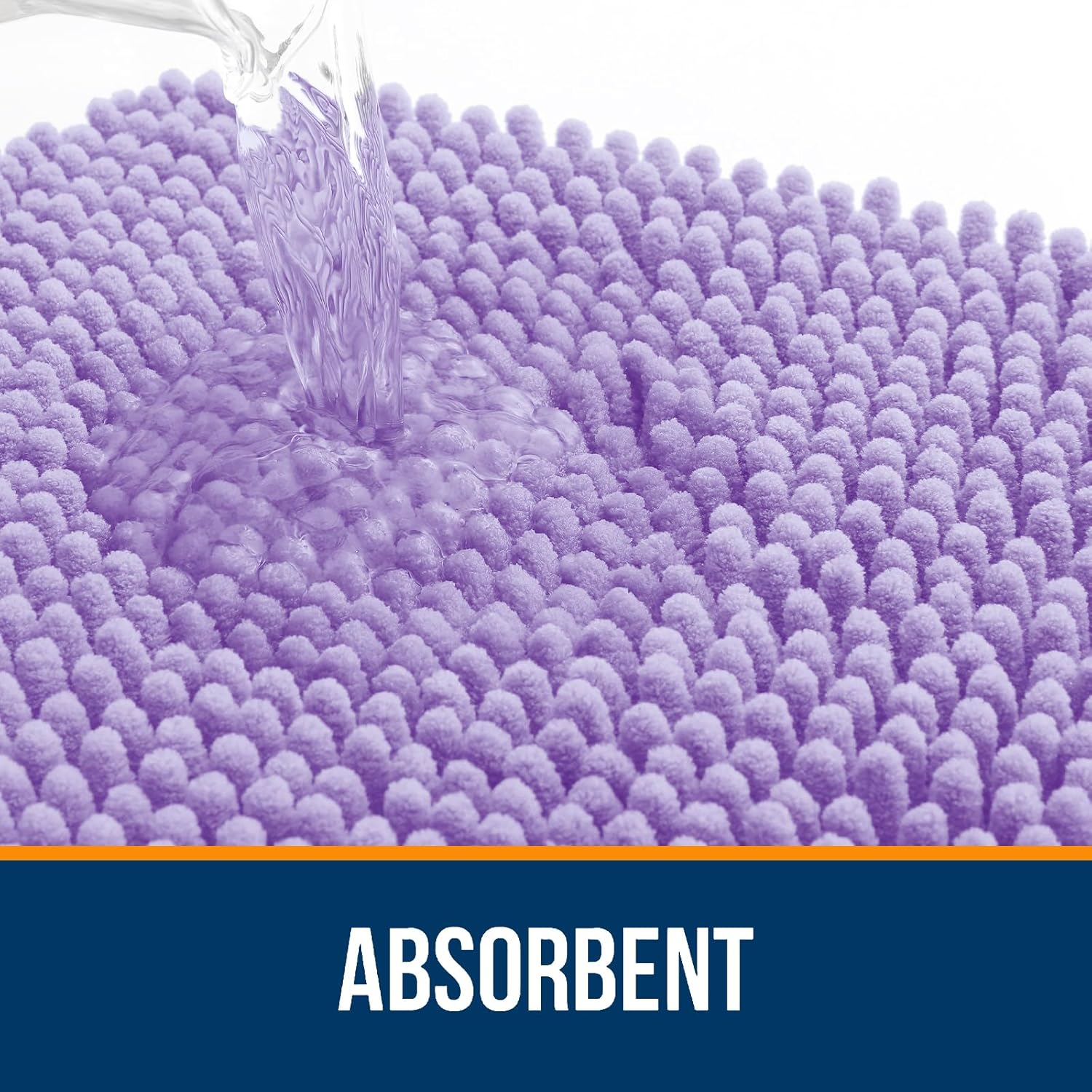 OLANLY Large Bath Rugs - Extra Soft Chenille, Quick-Dry Rubber Backing, Machine Washable | Lavender 47x32