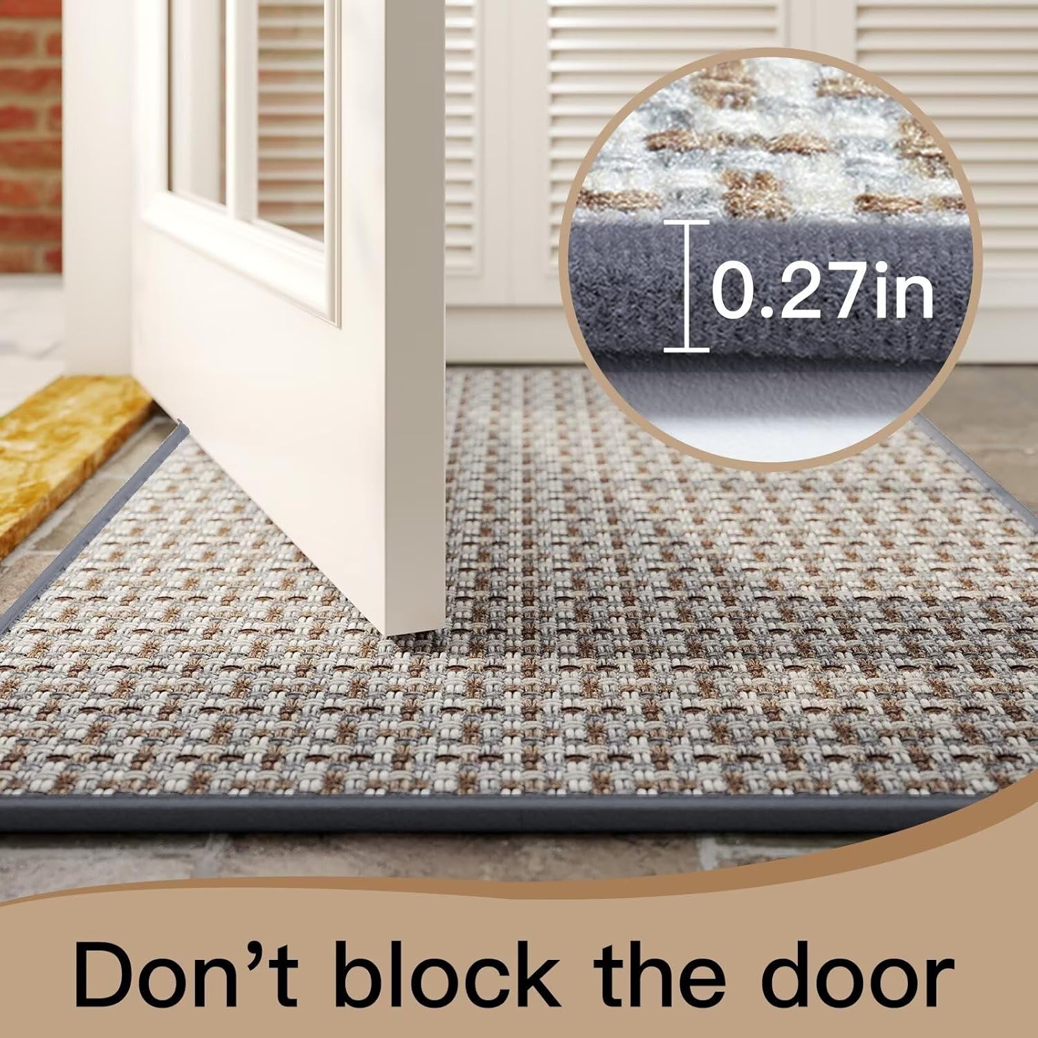 Skiennix Door Mat - Indoor Entrance Mat with Dirt Resistance & Non-Slip Rubber Backing | 17"x30", Gray