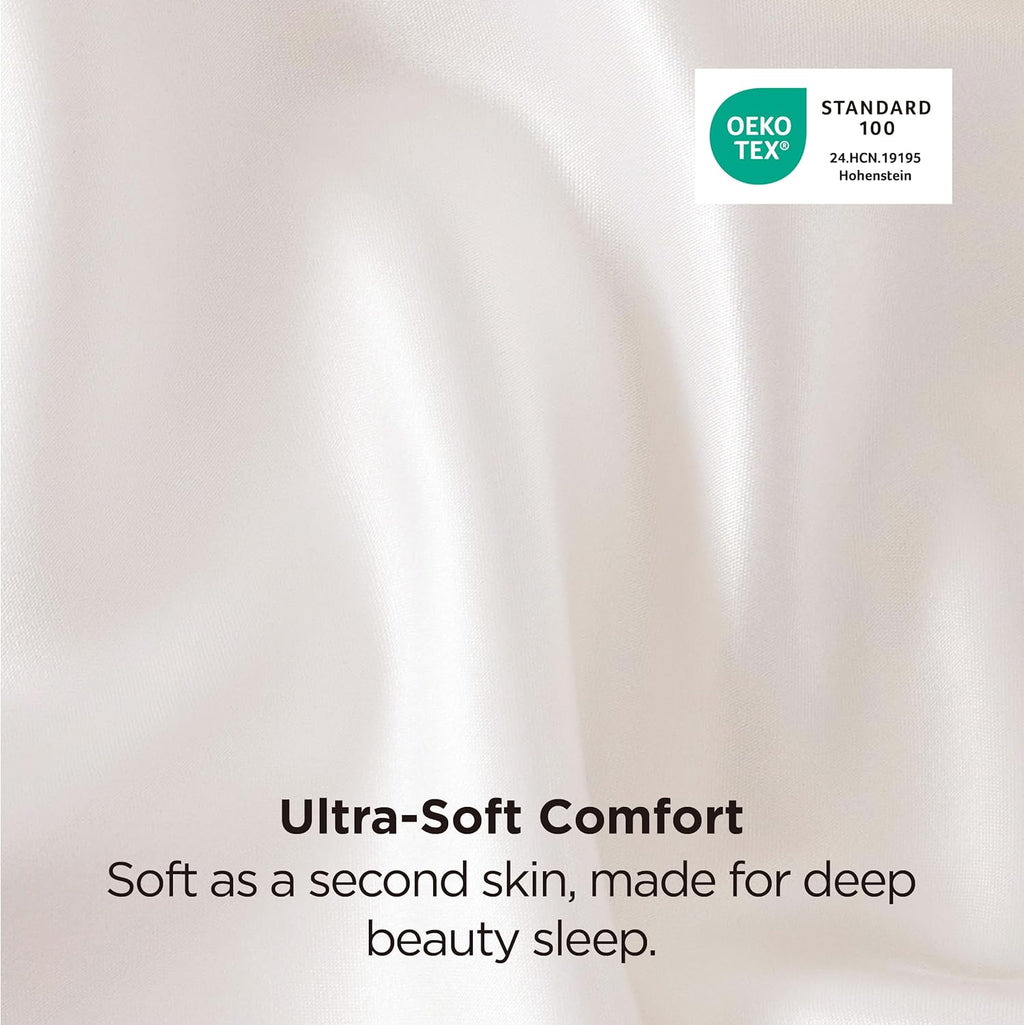 Bedsure Satin Pillowcase - Luxurious Ivory Silky Pillowcases for Hair & Skin | 20x30 Inches, 2-Pack