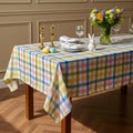 Pastel Checkered Tablecloth by Easter - Waterproof Polyester Fabric for Spring Parties | 60 x 84 in