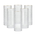 FORTESSA Jupiter Beaded Hobnail Glass Vintage Themed Drinkware Set, 10.8 Ounce Collins Highball Glass (Set of 6), Dishwasher-Safe, Clear/Gold Rim
