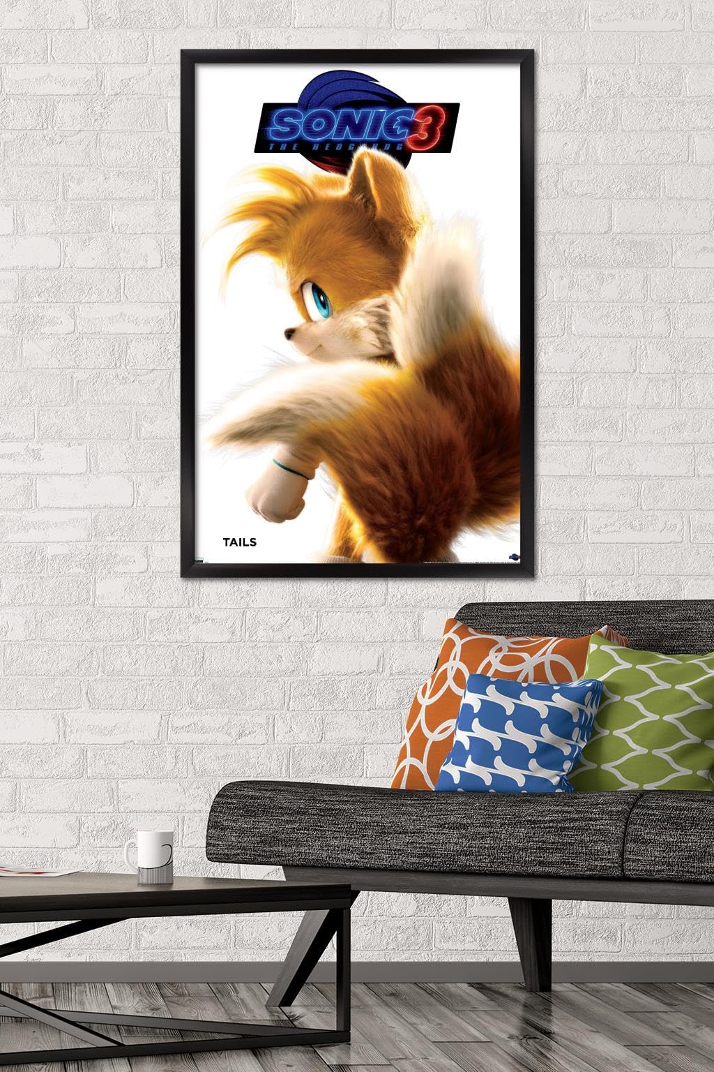 Sonic the Hedgehog 3 - Tails Feature Series Wall Poster, 34L" x 22.4W", Black Framed Version