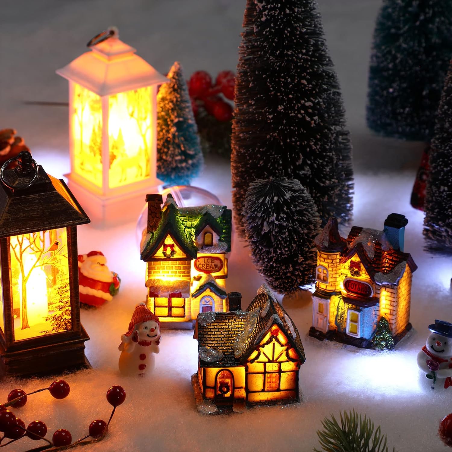 Zhengmy Christmas Lighted Snow Blanket - Pre-Lit LED Table Decor for Holiday Village | 4.9ft x 16in White