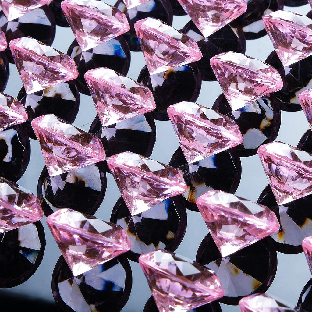 Babenest Acrylic Diamond Fake Gems - 240pcs 3/4 Inch Pink Faux Crystals for Weddings & Events