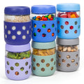 Gemice 6-Pack 16oz Glass Mason Jars with Silicone Sleeves, Airtight BPA-Free Overnight Oats Containers with Lids, Dishwasher Safe Leak-Proof Meal Prep Jars for Chia Pudding, Yogurt, Snacks