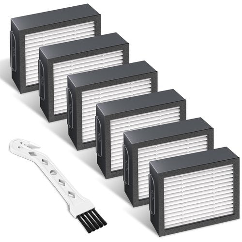 Improvedhand Filters Replacement for i-Robot Roomba E I & J Series i1+ i3 i3+ i4 i5/plus i6 i6+ i7 i7+/plus i8 i8+ E5 E6 E7 Vacuum Cleaner parts 4639161,6 Pack High Efficiency Filters+1 Cleaning Brush