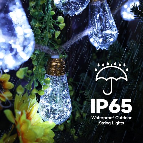 **Skiennix Solar Outdoor String Lights - 20Ft Vintage Rope Design | Waterproof 8 Modes with 16 Shatterproof Bulbs**