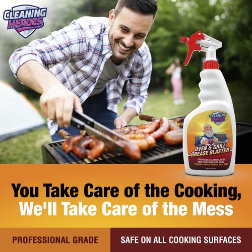 CLEANING HEROES Oven and Grill Cleaner, 32 Fl Oz - BBQ Cleaner and Degreaser - Perfect for Air Fryers, Stoves, Baked-On Grease and Food Buildup