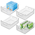 iDesign Plastic Stackable Pantry Bin - Storage Bin with Handles for Cabinets or Fridge - Set of 4 - Clear