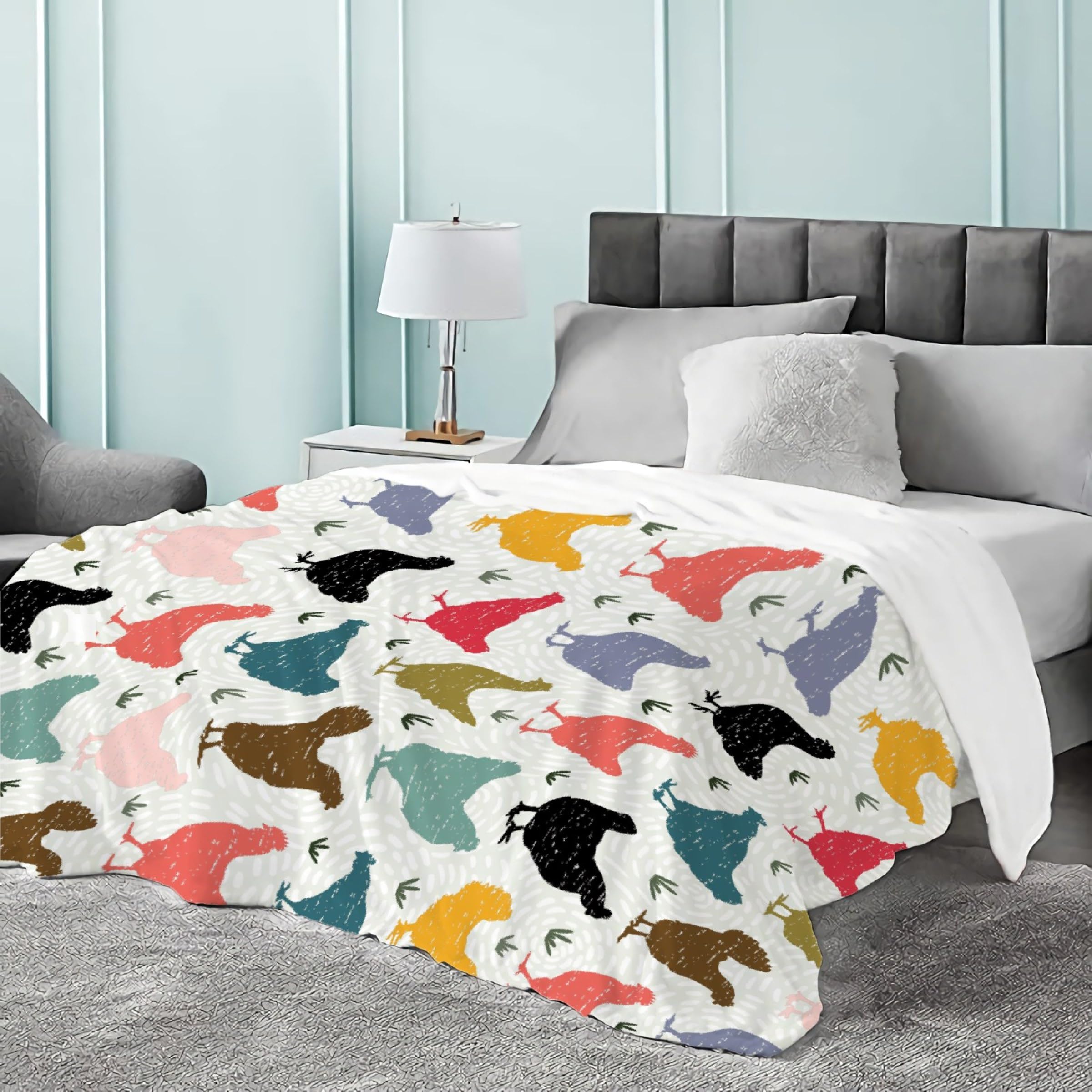 JOCASA Colorful Chicken Blanket Gifts Flannel Lightweight Soft Cozy Blankets Throws Bedding Kids Adult Farm Chickens Gift Couch Sofa Bedroom Girls Boys All Season 60"x80" for Adult