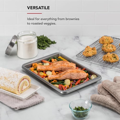 KitchenAid Nonstick Aluminized Steel Baking Sheet - 9x13in, Contour Silver | Pack of 6