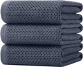 Homaxy 100% Cotton Oversized Waffle Weave Dish Towels - Ultra Soft & Absorbent, 3-Pack, Dark Grey, 20 x 28 Inches
