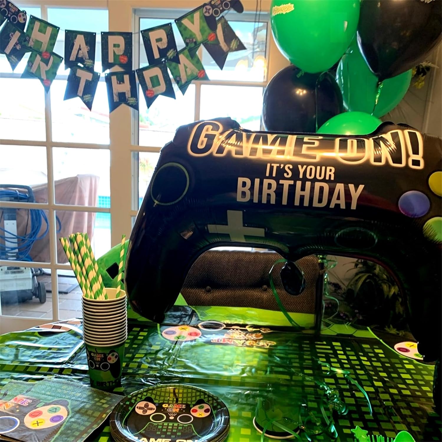 Skiennix Video Game Party Balloons - Giant Controller Mylar Foil | 5-Piece Set for Kids' Birthday Decor