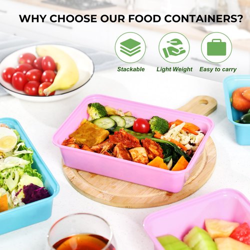 Moiturti 10 Pack 42 oz Meal Prep Containers, Reusable Plastic Food Prep Storage Containers with Printed Lids, Stackable, Leakproof, Microwave & Freezer & Dishwasher Safe,To Go Take Out Box, Avocado