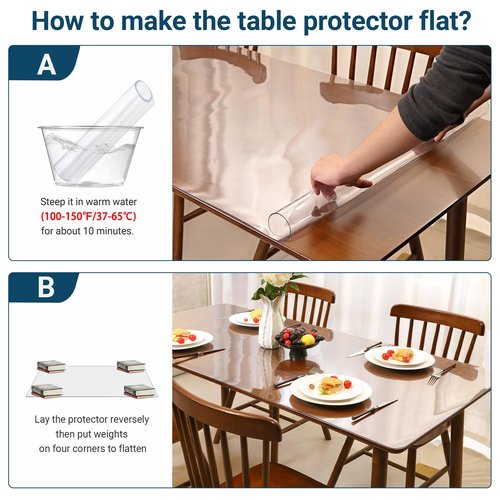 NAP2WELL Clear Table Cover Protector Rectangle 40 x 72 Inch, 1.5mm Transparent Plastic Table Protector Waterproof, Anti-Scratch Clear Desk Mat for Office Desktop Dresser Dining Table, FDA Compliant