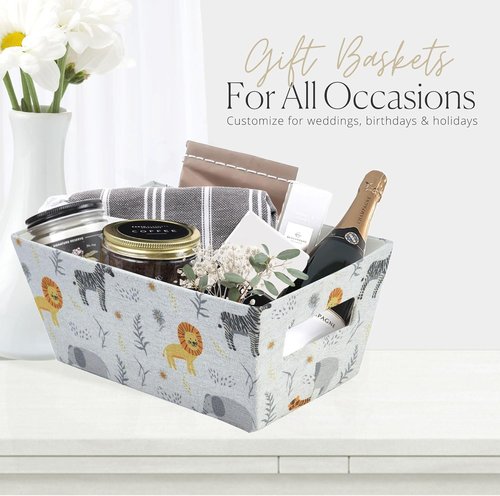 DECOMOMO Small Storage Baskets - Cute Animal Print Organizing Bins for Nursery & Living Room | Set of 4