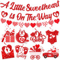 Valentines Baby Shower Decorations, A Little Sweetheart Is On The Way Banner and Red Baby Shower Decorations Hanging Swirls, Sweetheart Decorations for Valentines Day Baby Shower Party