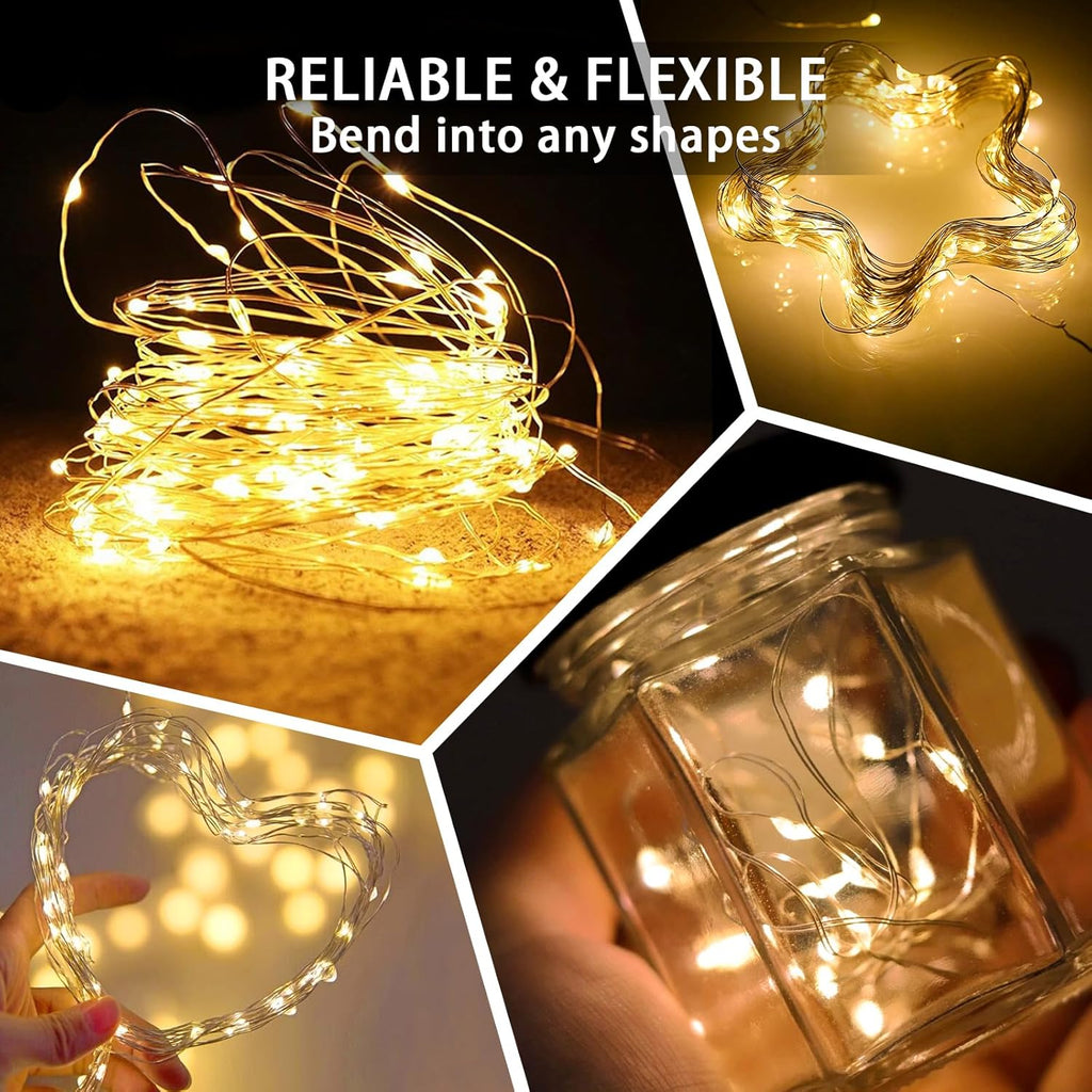 Skiennix 12 Pack Fairy Lights - 7Ft 20 LED Twinkle String Lights | Battery Operated & Waterproof for Weddings, Parties, and Home Decor - Warm White