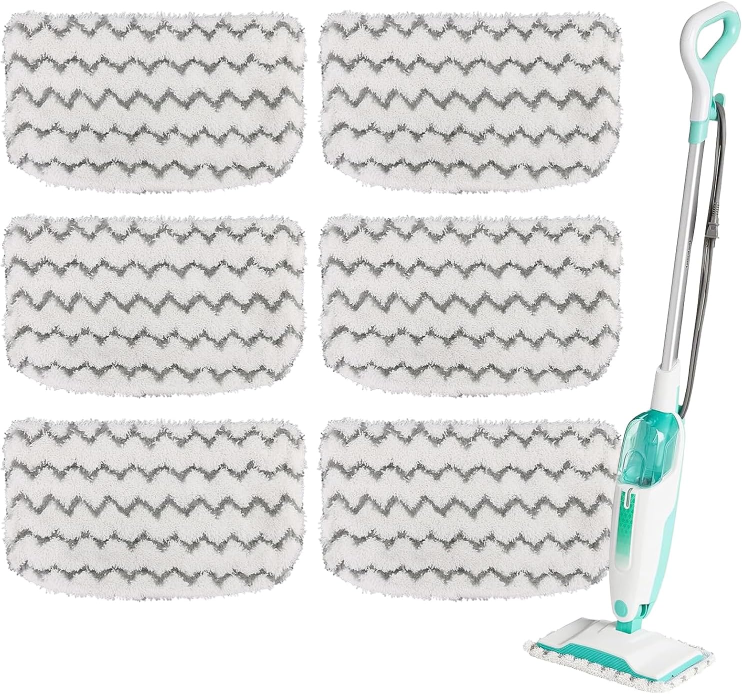 Shark 6 Pack Steam Mop Replacement Pads - Durable Microfiber, Washable for Pet Owners & Families