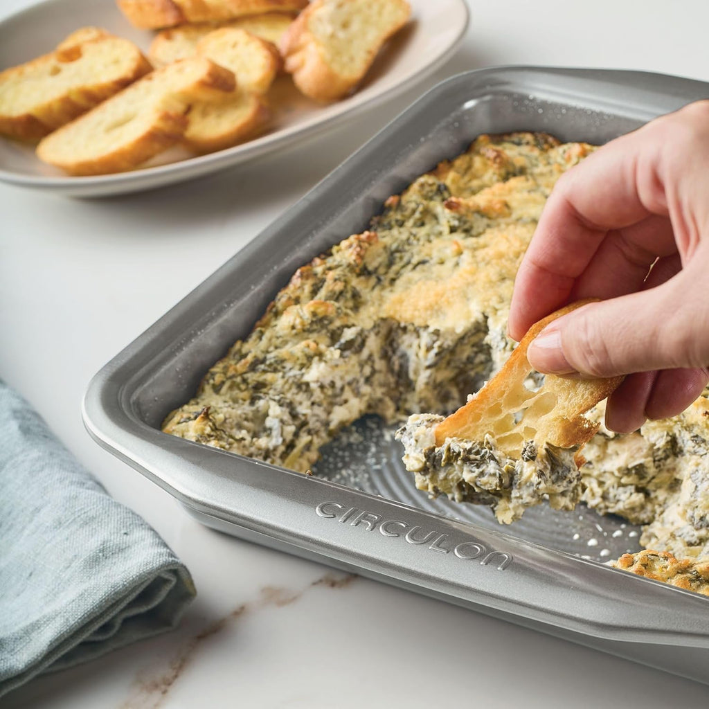 Circulon Nonstick Baking Pan - 9 Inch Square Cake Pan in Stylish Gray Finish