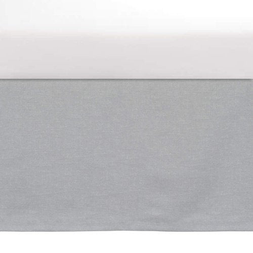 Lush Decor Baby Printed Linen Textured Solid Crib Skirt, Gray 52"L x 28"W + 16" Drop