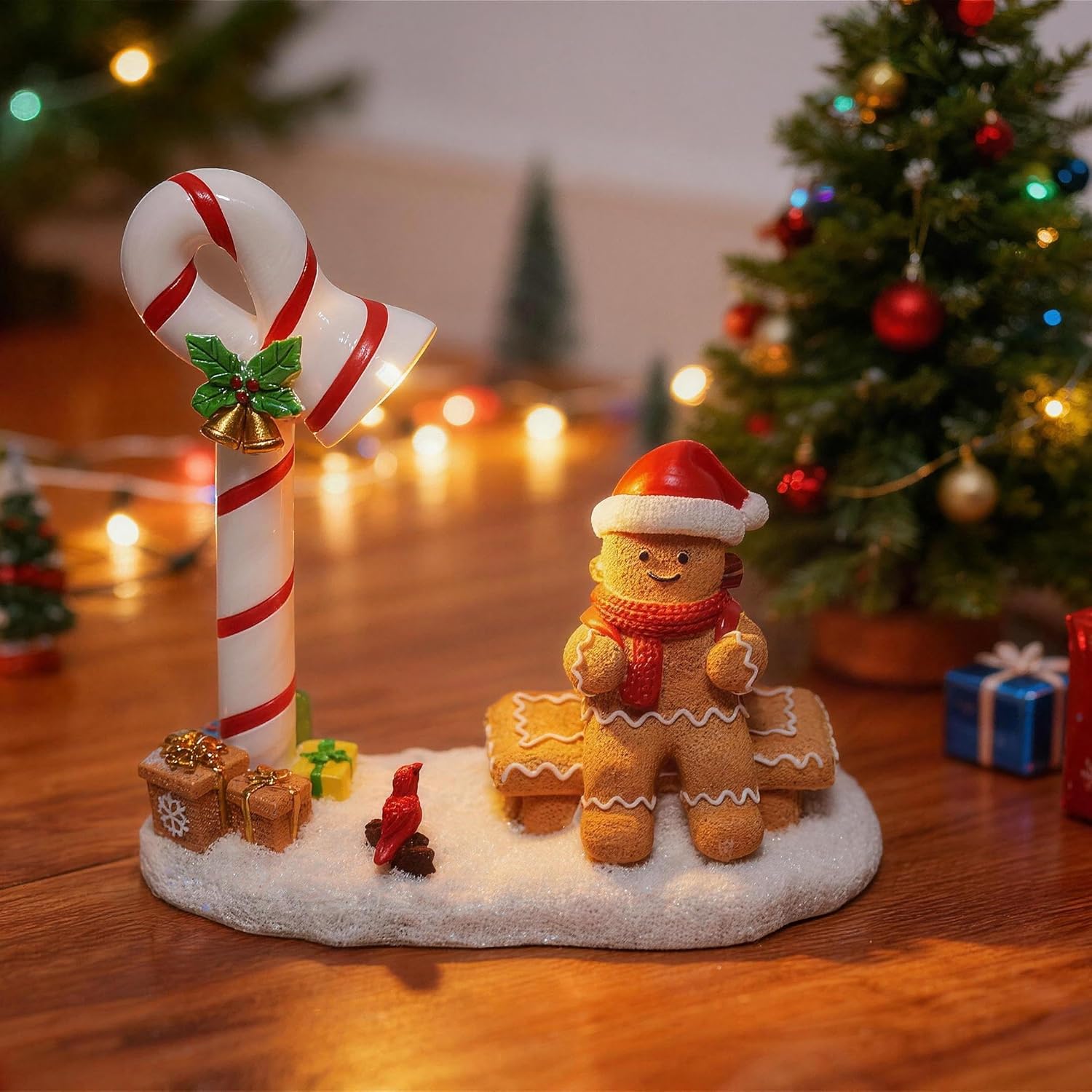 Skiennix Christmas Gingerbread Man Figurines - Cute Indoor Home Decor for Tabletop & Fireplace