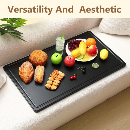 Teenyyou 32 x 18 Large Acacia Wood Cutting Boards for Kitchen Wooden Cutting Board with Juice Groove Extra Large Serving Platter Carving Tray for Meat Cheese(Black)