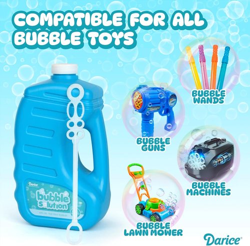 Darice Bubble Solution 4 Pack - 256oz Refill for Bubble Machines | Non-Toxic & Safe for Kids - Includes 8 Big Bubble Wands