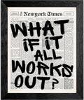 Skiennix 16x20 Inch Black Frame - "What If It All Works Out" Canvas Wall Art | Inspirational Motivational Decor