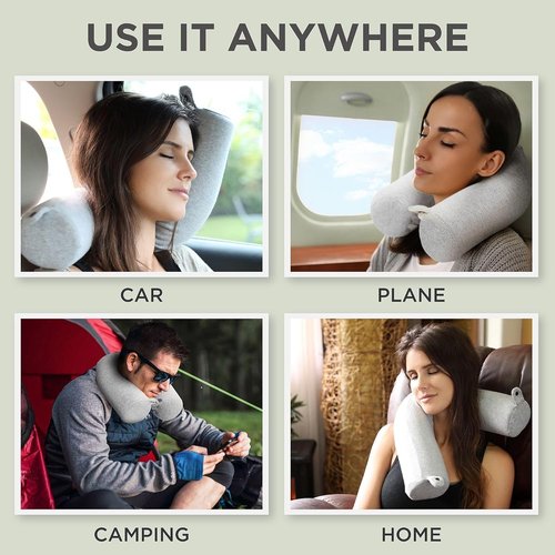 Dot&Dot Twist Memory Foam Travel Pillow - Adjustable Neck Support for Airplanes | Comfortable Travel Pillow
